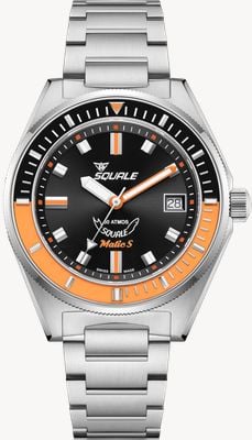 Squale Matic S Automatic (39mm) Sunray Black Dial / Stainless Steel Bracelet Watch MATICBKOBK.SSBX