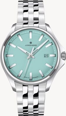 Junghans Meister s quartz 35 (35 mm) cadran vert laqué / bracelet en acier inoxydable 47/4530.44