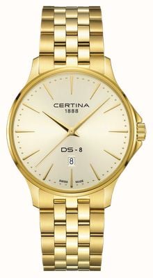 Certina Ds-8 джентльмен (40 мм) золотой циферблат/золотой браслет из нержавеющей стали с пвд C0454103336100