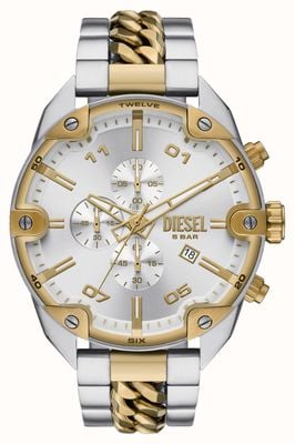Diesel Quadrante argentato a spillo (49 mm) / bracciale in acciaio inossidabile bicolore DZ4629