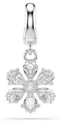 Swarovski Idyllia charm, Mixed cuts, Snowflake, White, Rhodium plated 5755513
