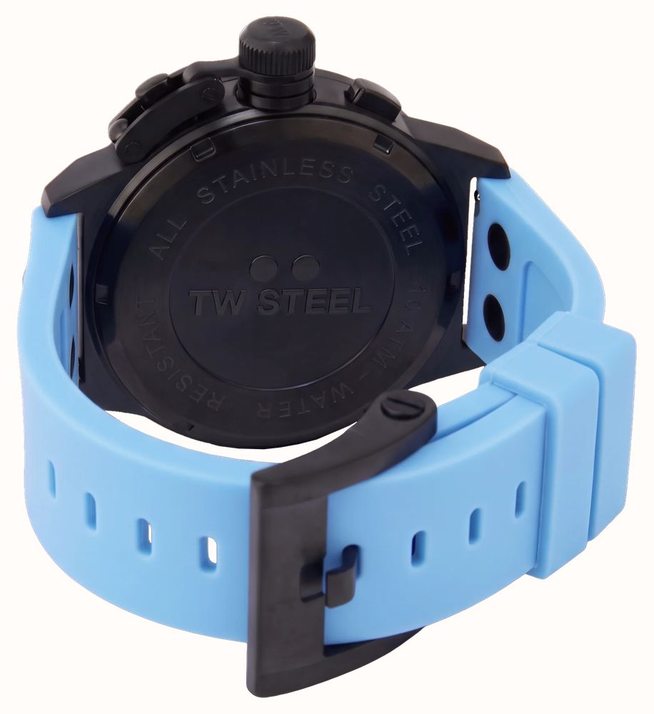 TW Steel Canteen Quartz Chronograph (45mm) Light Blue Dial / Light Blue Silicone Strap Watch CS129 - vista alternativa 5