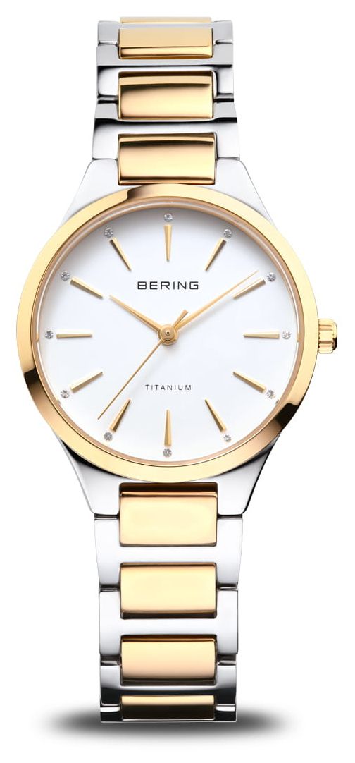 Bering Cadran blanc titane (30 mm) / bracelet titane montre