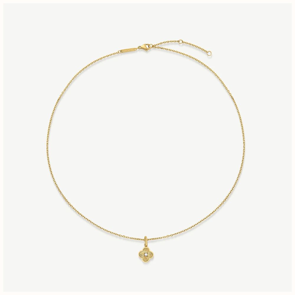D.LOUISE Gold Plated Trinket Pleated Clover Necklace 40+5cm SKN-76 - alternate view 3