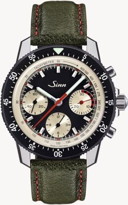 Sinn 103 ST TY HD Limited Edition (41 mm), schwarzes Zifferblatt / grüne + schwarze Wildschweinarmbänder 103.211