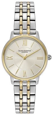 Olivia Burton Westbourne Classic (30 mm) Champagnerfarbenes Zifferblatt / zweifarbiges Edelstahlarmband 24000351