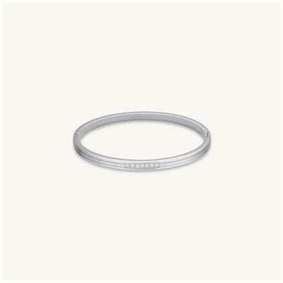 Rosefield Jewellery Striped Silver Bangle With Crystals JBSCS-J1038