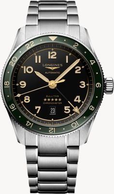 LONGINES Spirit Zulu Time GMT Automatic (42mm) Black Dial / Stainless Steel Bracelet L38124636
