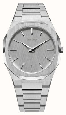 D1 Milano 極薄リネン（40mm）シルバーリネンブラッシュダイヤル/ステンレススチールブレスレット UTBJ23
