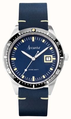Accurist Homens de mergulho | mostrador azul | pulseira de couro azul 72002