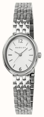 Radley Mouvement à quartz ovale à trois aiguilles (21,5 mm), cadran blanc / bracelet en acier inoxydable RY4691