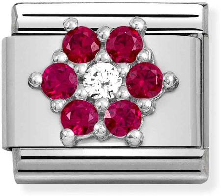 Nomination Composable CL SYMBOLS Steel Cz And Silver 925 RICH RED And WHITE Flower 330322/02