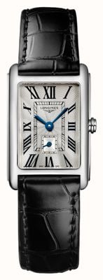 LONGINES Cuarzo Dolcevita (20,8 mm) esfera plateada "flinqué" / correa de aligátor negra L52554710