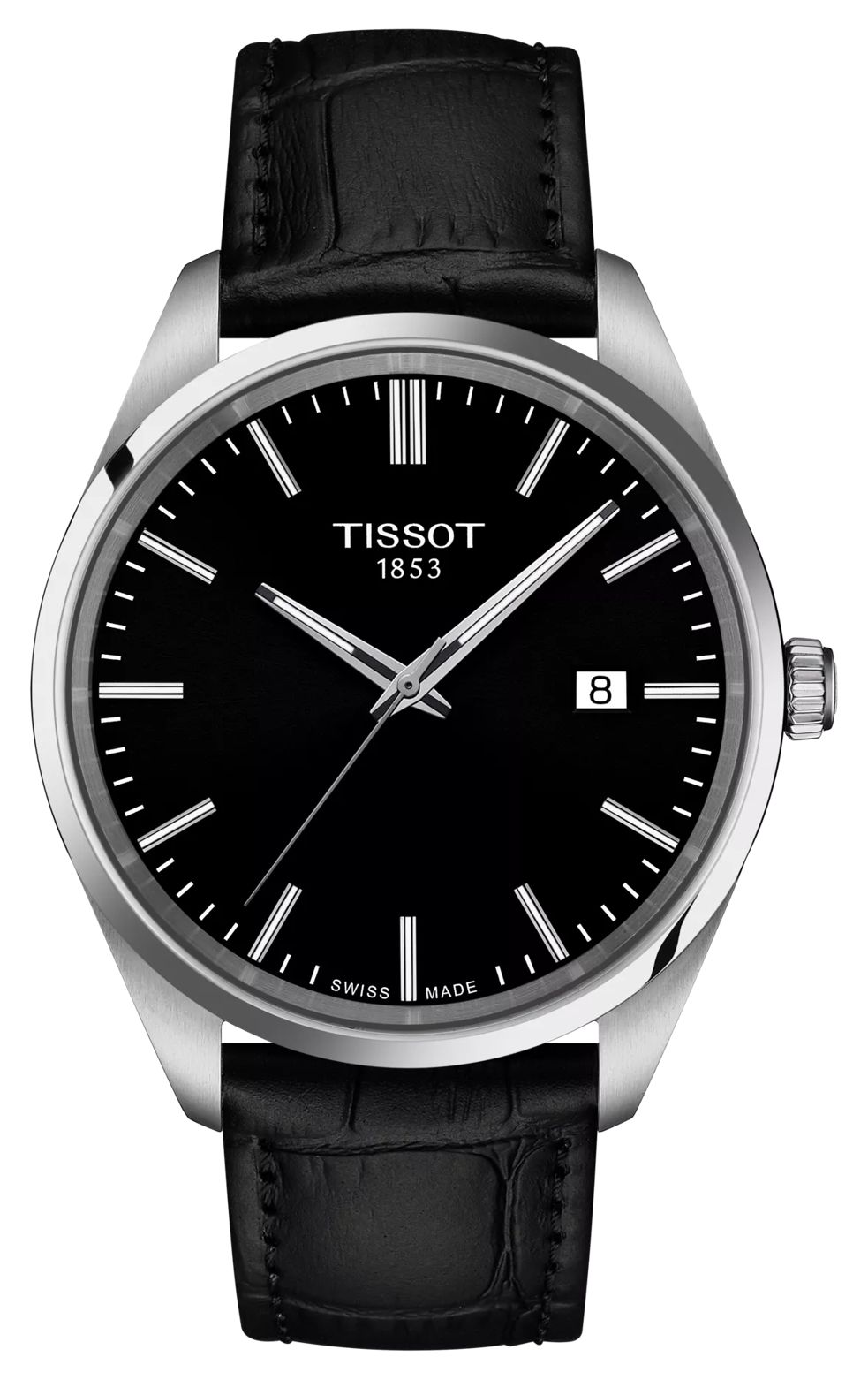 Tissot Pr 100 quartz (40 mm) cadran noir / bracelet en cuir montre