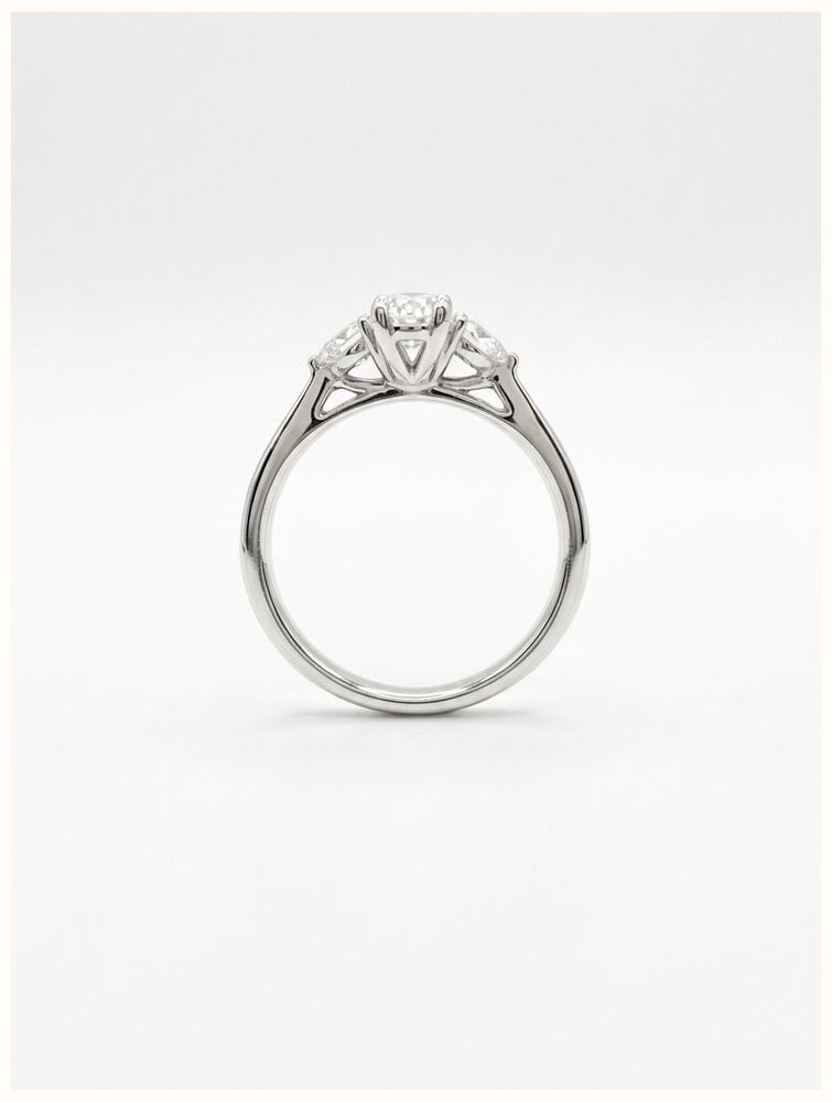 0.72ct Oval & Pear Natural Diamond Platinum Trilogy Ring J14664 - alternate view 3