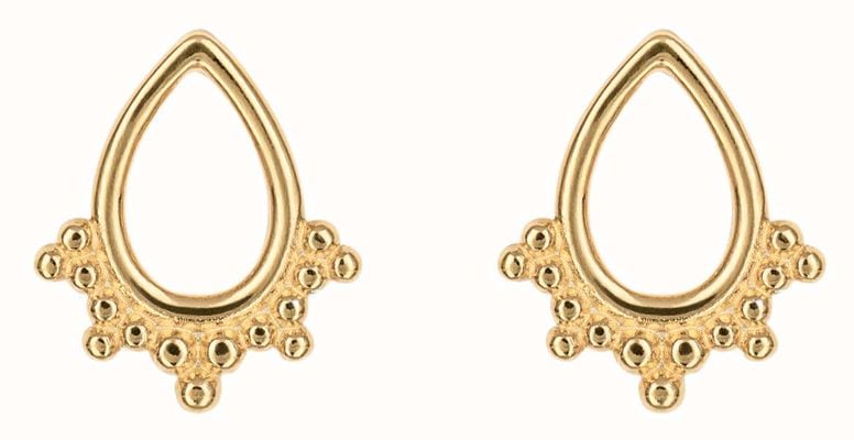 Elements Gold Gold Plated Sterling Silver Open Tear Drop Ornate Stud Earrings E6168