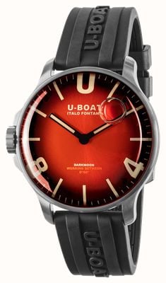 U-Boat Cadran soleil rouge cardinal Darkmoon ss (44 mm) / bracelet en caoutchouc vulcanisé noir 8701/B
