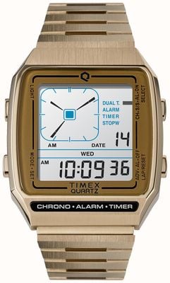 Timex Q lca reedición de reloj de pulsera de acero inoxidable en tono dorado pálido TW2U72500