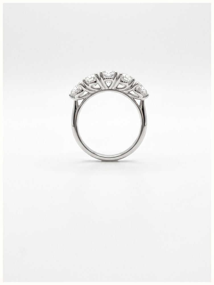 2ct Round Brilliant Natural Diamond Platinum Five Stone Ring RWP4415 - vista alternativa 3