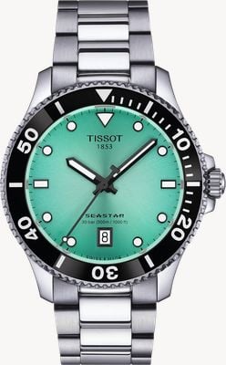Tissot Zegarek Seastar 1000 kwarcowy (40 mm) z tarczą turkusową / bransoletą ze stali nierdzewnej T1204101109100