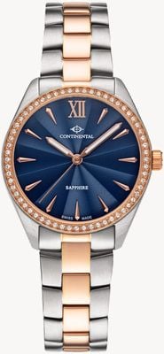 Continental Crystal Round (32.5mm) Textured Blue Dial / Two-Tone Stainless Steel Bracelet 22508-LT815831