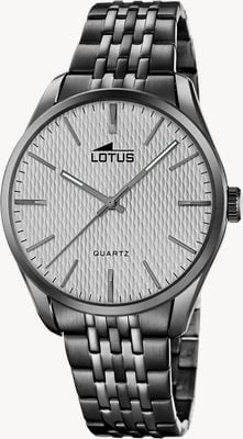 Lotus Minimalist Quartz (42mm) Textured Grey Dial / Black PVD Stainless Steel Bracelet 19068/1