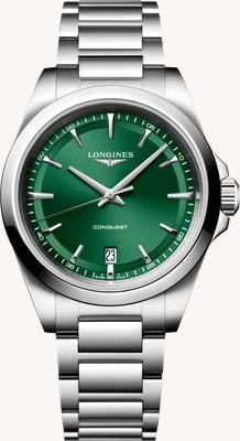 LONGINES Conquest Quarz (38 mm) grünes Zifferblatt mit Sonnenschliff / Edelstahlarmband L37504096