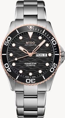 MIDO Ocean Star 200C Automatic (42.5mm) Black Wave-Pattterned Dial / Stainless Steel Bracelet M0424302105100
