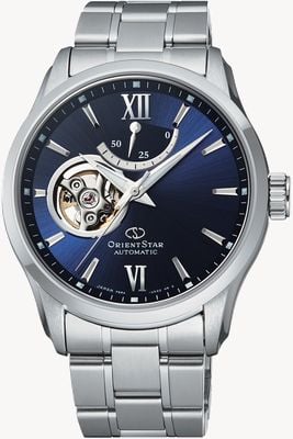 Orient Star Contemporary Open Heart Mechanical (39mm) Blue Dial / Stainless Steel RE-AT0001L00B