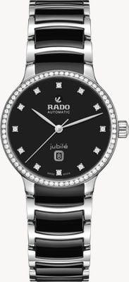 RADO Centrix 自动上链钻石腕表（30.5毫米）黑色表盘/黑色高科技陶瓷和不锈钢 R30228702