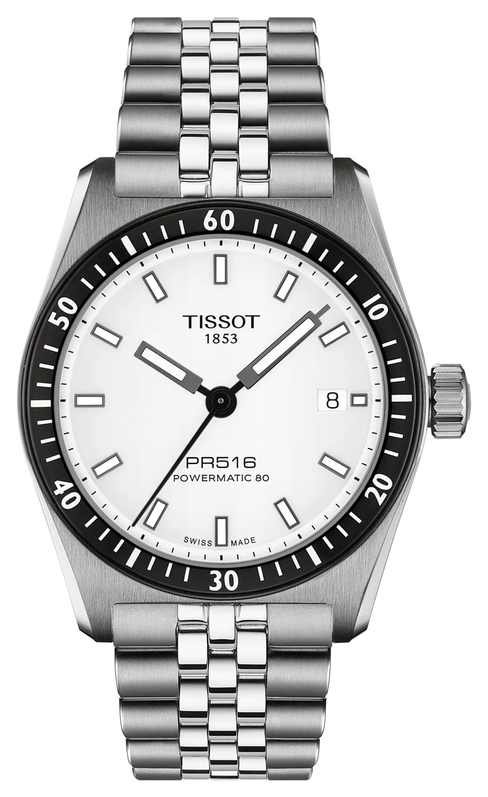 Tissot PR516 Powermatic 80 (38 mm) cadran blanc / bracelet montre