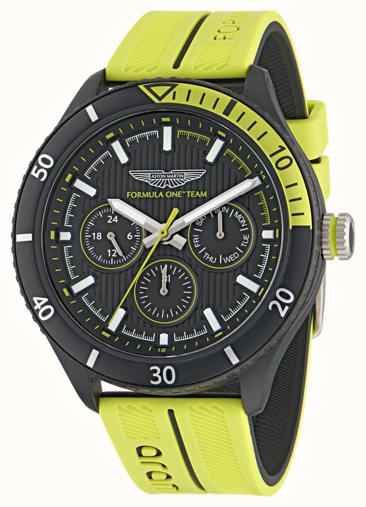 Aston Martin Aramco Formula One™ Team PIT W Quartz Multifunction (46mm) Black Dial / Yellow Silicone Strap MTFP1F502 - alternative Ansicht 2