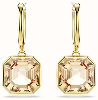 Swarovski Millenia Drop Earrings Square Cut, Caramel, Gold-tone Plated 5731148