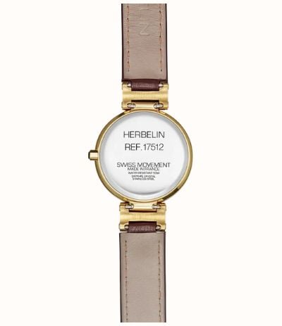 Herbelin Lady H Quartz (26mm) Silver 'Clous de Paris' Guilloché Dial / Burgundy Leather Strap 17512P1N28BU - alternate view 3