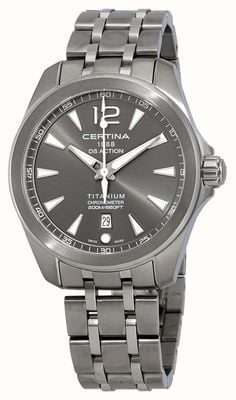 Certina Heren ds actie horloge grijze wijzerplaat titanium armband C0328514408700