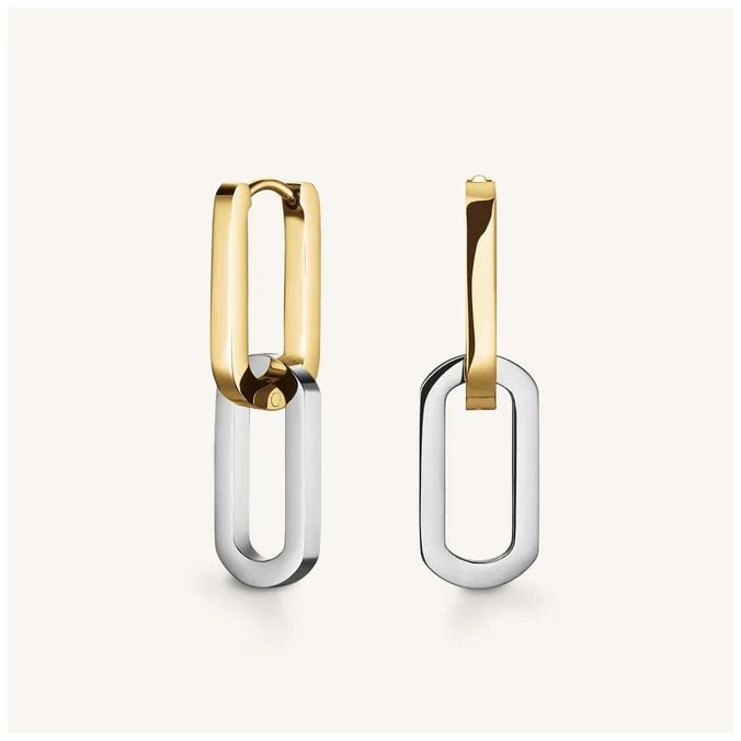Rosefield Jewellery CrÃ©oles chaÃ®ne bicolore en or JEDLG- bijoux