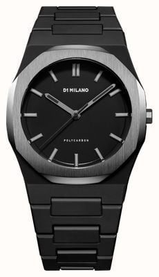 D1 Milano ポリカーボン スペースグレー (40.5mm) ブラック文字盤 / ブラック ポリカーボネート ストラップ PCBJ13