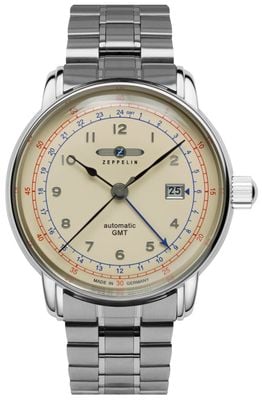 Zeppelin LZ 126 Los Angeles Automatic GMT (42mm) Beige Dial / Stainless Steel Bracelet 7668MB-5