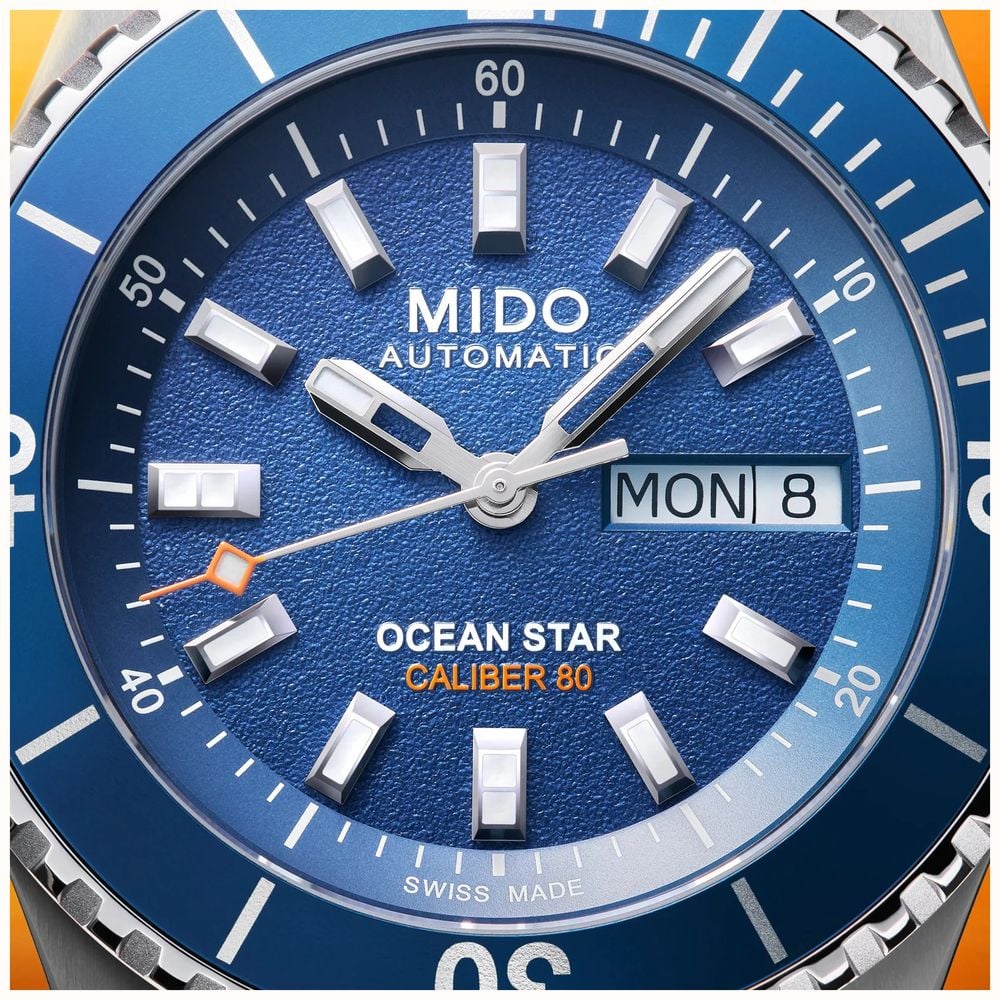 MIDO Ocean Star 200 Automatic (41mm) Textured Blue Dial / Stainless Steel Bracelet M0269301104100 - alternatieve weergave 4