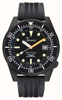 Squale Orologio automatico 1521 DLC (42 mm) con quadrante nero e cinturino in caucciù nero. 1521DLCBK.VO