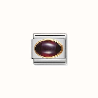 Nomination COMPOSABLE Classic OVAL STONES In Stainless Steel With 18k Gold GARNET 030504/03