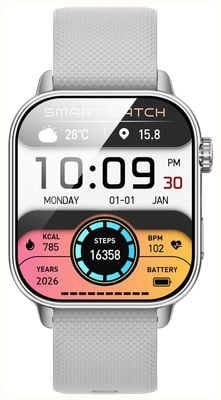 STORM Reloj inteligente S-vion AMOLED (37,5 mm), caja plateada y correa de silicona gris 47564/S/GY