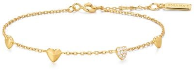 Ania Haie Gold Pavé Puffed Heart Station Bracelet B074-06G