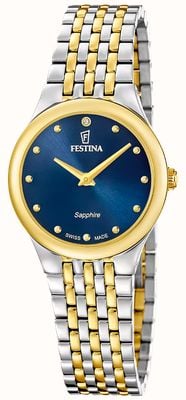 Festina Swiss Made Grace Quartz (29mm) Blue Sunray Dial / Two-Tone Stainless Steel Bracelet F20097/3
