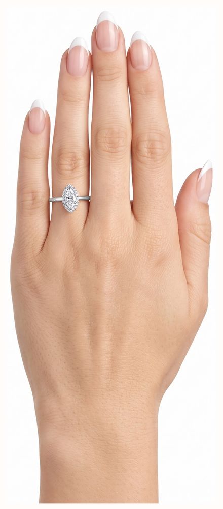 0.47ct Marquise Natural Diamond Platinum Halo Ring ENG4958 - alternative Ansicht 4