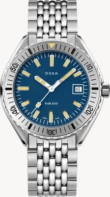 DOXA SUB 200 Caribbean (42mm) Dark Blue Iconic Dial / Stainless Steel Rice-Grain Bracelet 796.10.201.10