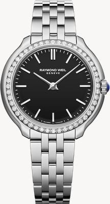 Raymond Weil Toccata Heritage Diamant (28mm) cadran noir / bracelet acier inoxydable 5250-STS-20001