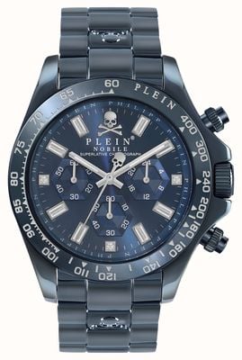 Philipp Plein $treet couture date nobile (43 mm) quadrante cronografo blu/bracciale in acciaio inossidabile blu PWCAA0521