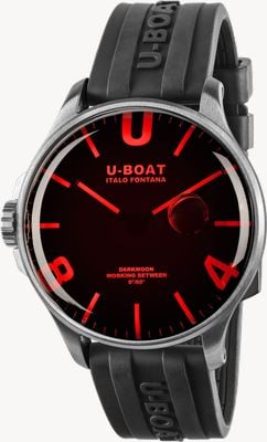 U-Boat Darkmoon ss (44 mm) quadrante nero / cinturino in gomma vulcanizzata nera 8465/B
