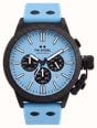 TW Steel Canteen Quartz Chronograph (45mm) Light Blue Dial / Light Blue Silicone Strap Watch CS129